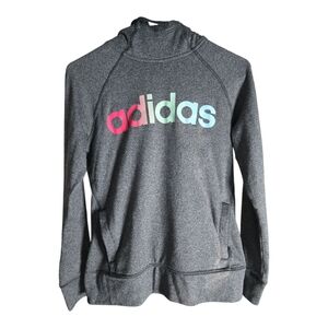 Adidas Dark Gray Hoodie with Colorful Logo